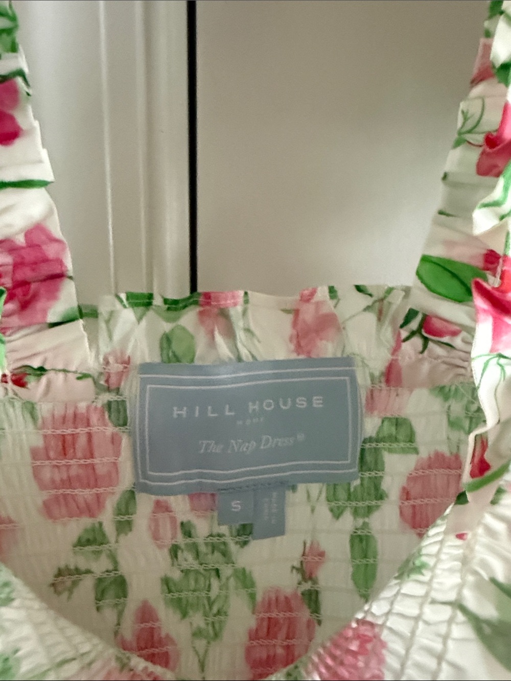 Hill House Floral Smocked Midi Dress in Pink and Green S - Picture 8 of 9